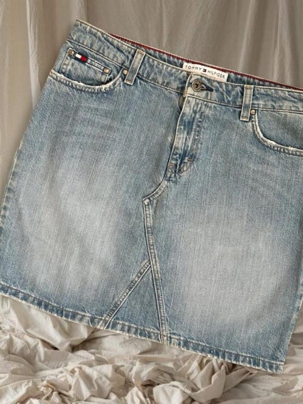 Y2K Tommy Hilfiger Jeans Medium Denim MIDI Skirt ⭐️ Pencil Look 90s 2000s Indie